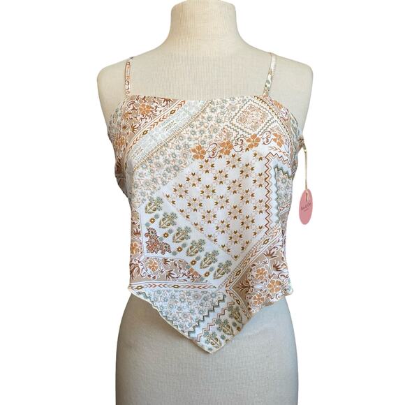 NWT Rose & Grey floral print handkerchief style top S - Picture 1 of 9